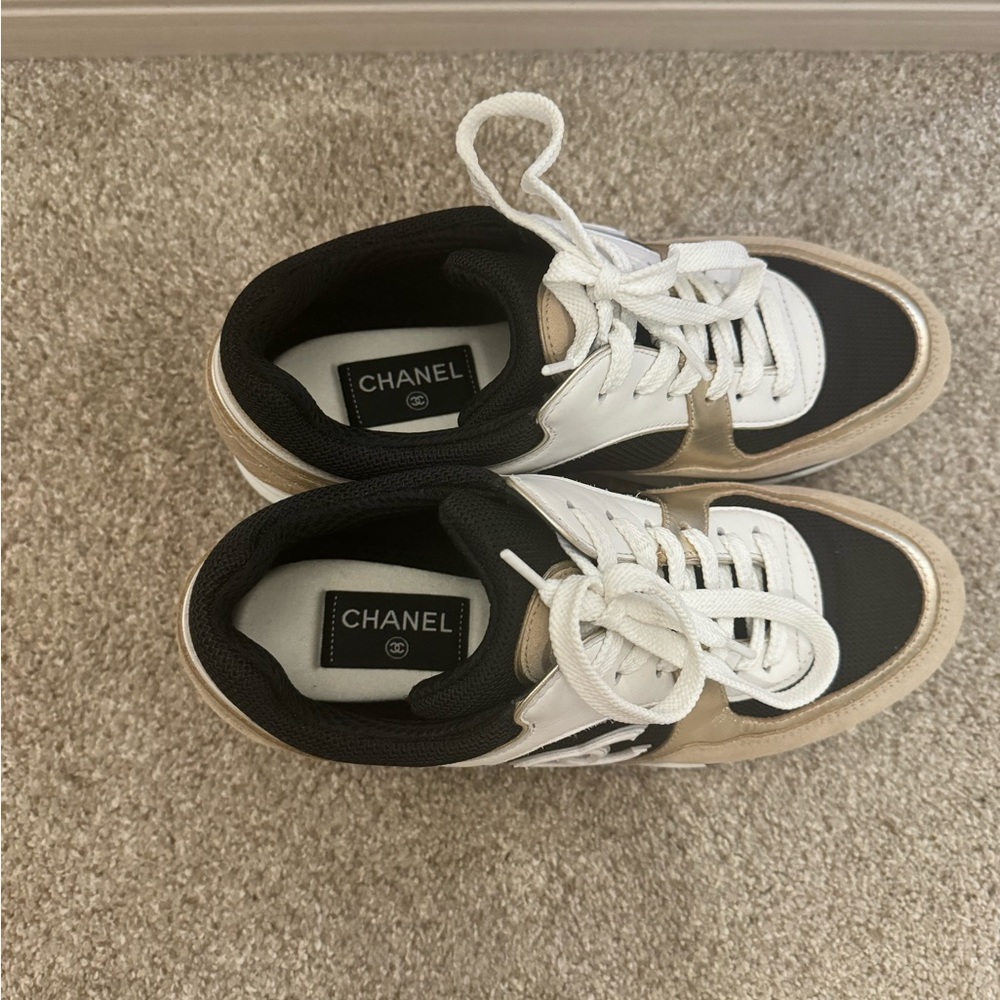 CHANEL Black and Cream Athletic Shoes - Picture 2 of 7